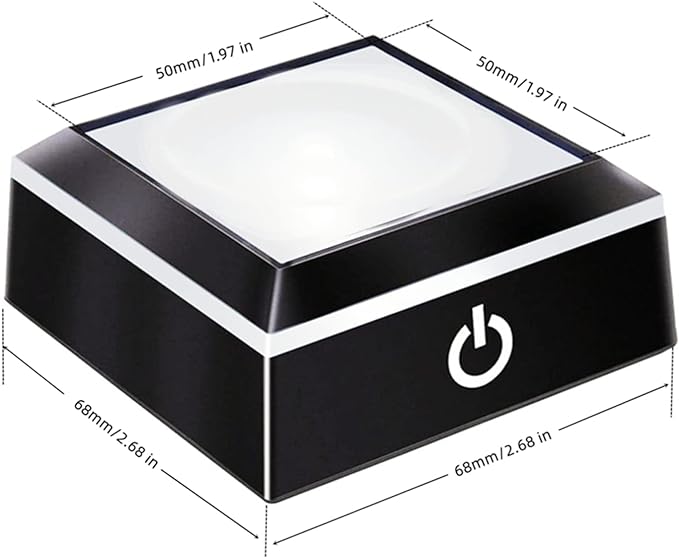 EUSTUMA LED Light Base Non-Slip Square Display Stand In A Variety of Colors,Suitable for Glass Crystal Spherical Artwork (Flat Top Surface)