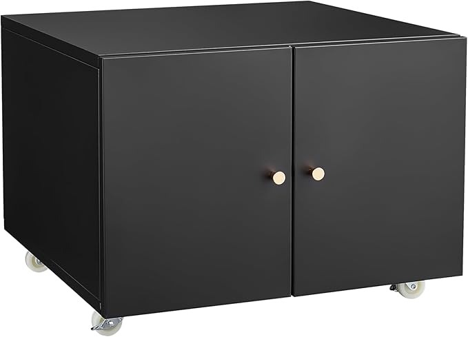 Print Mobile Printer Stand, Rolling Filing Cabinet, Lateral Office Filing Cabinet fits A4 or Letter Size for Home Office (Black, H17.72)