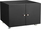 Print Mobile Printer Stand, Rolling Filing Cabinet, Lateral Office Filing Cabinet fits A4 or Letter Size for Home Office (Black, H17.72)