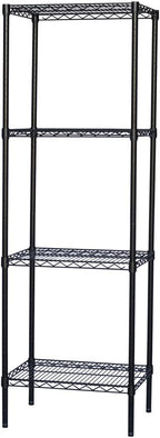 Shelving Inc. 8" d x 8" w x 72" h Black Wire Shelving with 4 Tier Shelves, Weight Capacity 300lbs Per Shelf
