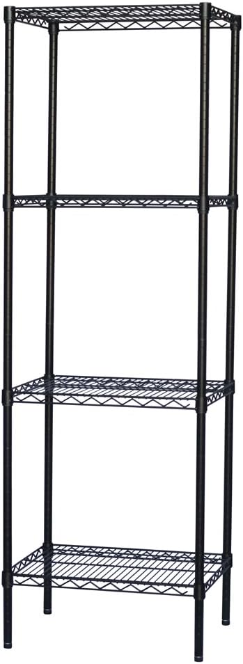 Shelving Inc. 8" d x 48" w x 54" h Black Wire Shelving with 4 Tier Shelves, Weight Capacity 300lbs Per Shelf