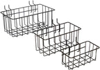 Heavy Duty Peg Board Hook Baskets for ¼ Pegboard Holes, Set of 3 Black Wire Baskets, Extra Thick Metal Fit Snugly in Pegboards with ¼ Inch holes, ¼” Peg Board Organizer Accessories for Tools and More