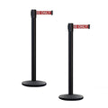 Montour Line MI650 Set of 2 Retractable Belt Barrier Stanchion, Cast Iron Base, Black Powder Coated Steel Post (16 ft Red with"Authorized Access ONLY" White Letters Belt)