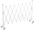 Expandable Barricade Gate,82" Metal Safety Barrier Gate with Casters,Accordion Garden Yard Outdoor Indoor Fence Folding Security Dog Gates Wall Mount,White