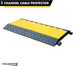 Kable Kontrol Atlas Heavy Duty Cable Protector Ramp - 5 Channel Bulk Wholesale Pallet - 10 Pcs - 36" Long Black & Yellow - 36,000 Lbs Capacity - Rubber Speed Bump Wire Protector Cord Cover - CP9988