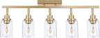 5-Light Multi-Directional Rotating Kitchen Tracking Lights Gold, Modern Track Lighting Fixture with Clear Glass, Bathroom Ceiling Vanity Lights Track Lighting Kits for Kitchen Accent Shop