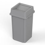 19 Gallon Gray Square Commercial Trash Garbage Can with Lid | Outdoor Office Restaurant School Kitchen