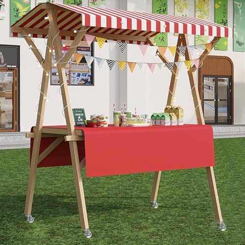 Foldable Outdoor Vendor Cart with Wheels - Mobile Concession Stand Booth for Farmers Markets, Street Fairs, and Vending, Portable Commercial Kiosk Display Counter