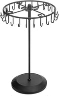 Rotating Necklace Holder Jewelry Organizer Display Stand 15.7-Inch with 23 Hooks (long-black)
