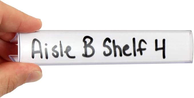 SmartSign Shelf Clip Label Holder | 0.875" x 6" Clear Plastic, for .75" Thick Shelves, 10 Holders/Pack