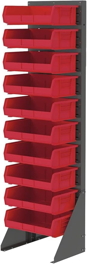 Akro-Mils 30255 AkroBins Plastic Storage Bins, Space-Saving Stackable Bins for Garage, Pantry, Craft Organization, 11-" x 16-" x 5-", Red, 6-Pack