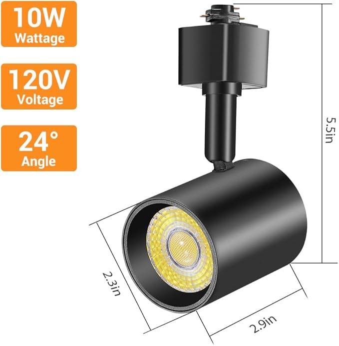 VANoopee 5-Color LED Track Lighting Heads H Type Track Light Heads Dimmable, 2000K 3000K 4000K 5000K 6000K Adjustable, Flicker Free CRI90+ 24° 10W 800lm, Black (4 Pack)