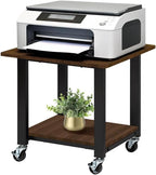 SunnyPoint 2-Tier Under Desk Printer Stand with Storage Shelf and Steel Frame, Industrial Mobile Printer Cart Holder with Lockable Improved Industrial Wheels for Home and Office