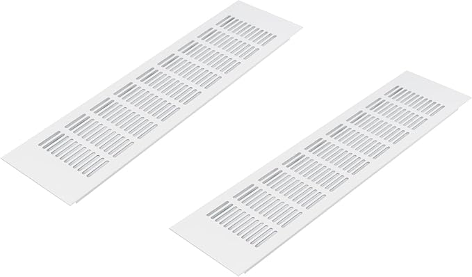 Vent Systems 15.75 x 3.94 (Outer Size) Air Supply Ventilation Grille - Pack of 2 - White Aluminum Rectangle Intake/Exhaust Door Vent Deflector - HVAC for Home Improvement Floor, Wall Duct Cover