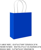 qiqee 100PCS Gift Bag with Handles Bulk Diamond Blue Paper Bags Assorted Sizes(33pcs Large 13",33pcs Medium 11",34pcs Small 8")