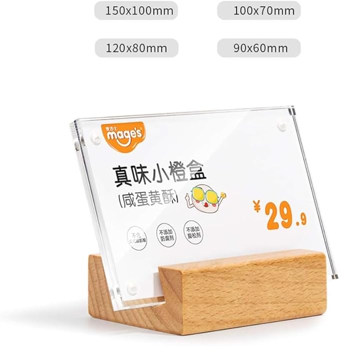 2 Pack Acrylic Label Holder Price Tag Displays Sign Holder Data Card Holder Table Top Sign Stand(90*60mm/3.54x2.36 inches)