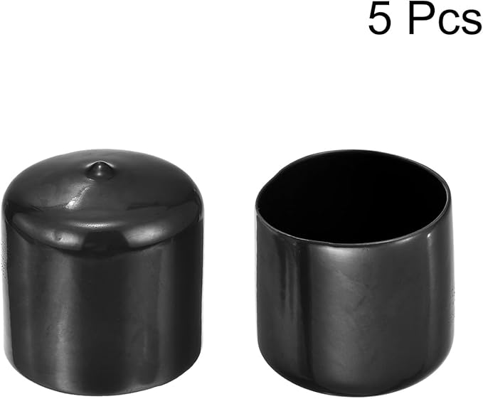 uxcell 5pcs Rubber End Caps 1 7/8"(47mm) ID Vinyl PVC Round Tube Bolt Cap Cover Screw Thread Protectors Black