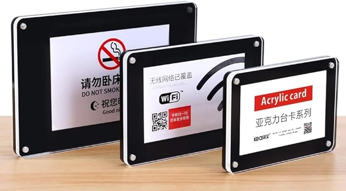 5 Pack Acrylic Label Holder Price Tag Displays Sign Holder with 3M Tape Adhesive Wall Mount Sign Stand (Black 150*100mm/5.9*3.94 inches)