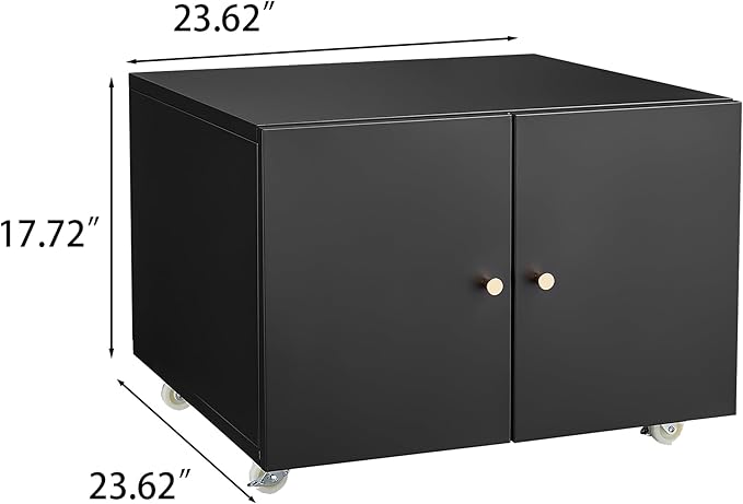 Print Mobile Printer Stand, Rolling Filing Cabinet, Lateral Office Filing Cabinet fits A4 or Letter Size for Home Office (Black, H17.72)