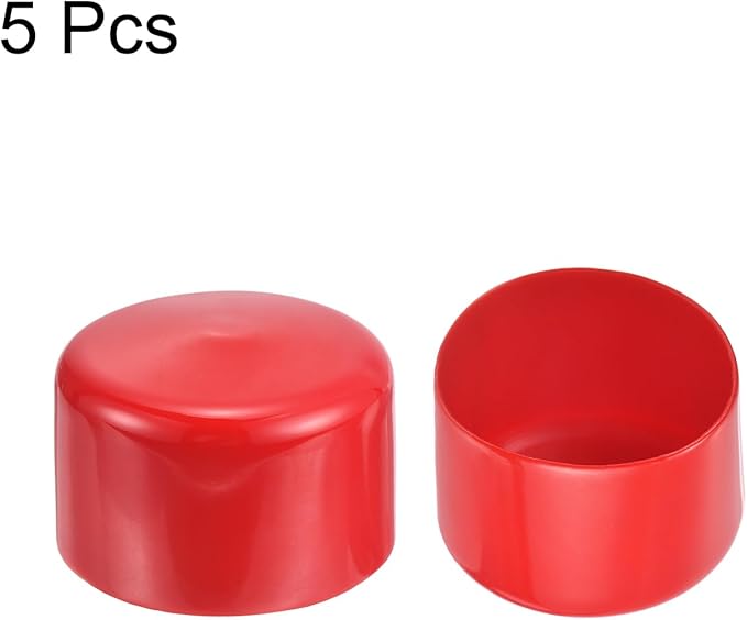 uxcell 5pcs Rubber End Caps 2 5/16"(59mm) ID Vinyl PVC Round Tube Bolt Cap Cover Screw Thread Protectors Red