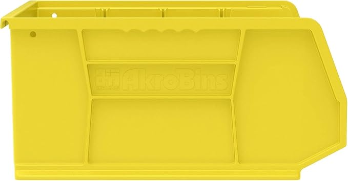 Akro-Mils 30250 AkroBins Plastic Storage Bins, Space-Saving Stackable Bins for Garage, Pantry, Craft Organization, 15-Inch x 16-Inch x 7-Inch, Yellow, 6-Pack