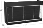 72" W x 22" D x 42" H - Glass Showcase Display Cabinet with Lockng, 6FT Ledgetop Counter with Showcase Front, Black Retail Counter Glass Display Cabinet