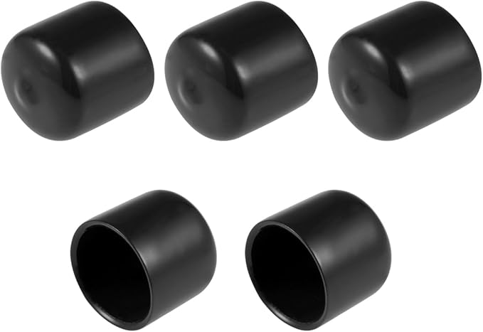 uxcell 5pcs Rubber End Caps 22mm ID Vinyl Round Tube Bolt Cap Cover Screw Thread Protectors Black