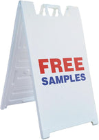 Free Samples 24" x 36" Double Sided A-Frame Sidewalk Sign Includes 2 Installed Decal Foldable Portable White Signicade Sandwich Board Retail Promotions Customer Incentives Business Signage Made in USA