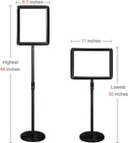 Heavy Duty Floor Sign Stand Adjustable Pedestal Sign Holder Stand, Poster Stand Aluminum Snap Open Frame for 8.5X11 Inches with Heavy Round Base, Both Vertical and Horizontal Sign Displayed