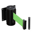 Crowd Control Warehouse - CCW Series WMB-120 Fixed Wall Mount Retractable Belt Barrier - 11 Foot, Light Green Belt with Black Steel Case