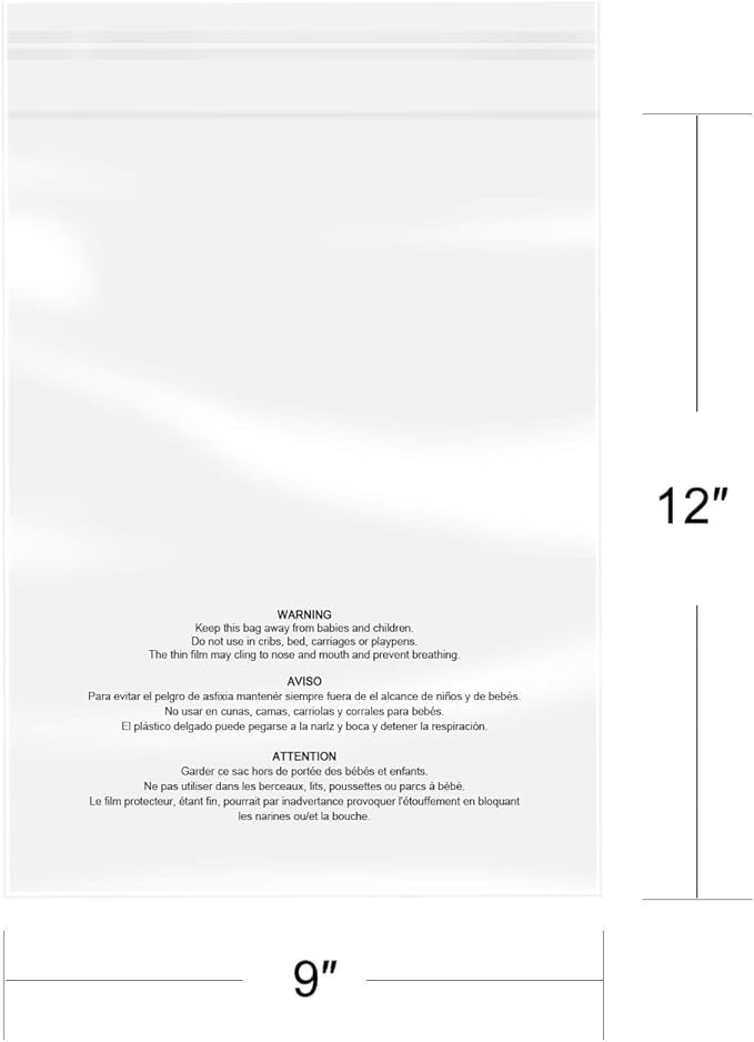 iMailer - 1000 Count - 9" x 12" Clear Plastic Poly Bags with Suffocation Warning Self Seal for A4, Documents, Clothing, Shipping, Packaging - Resealable Adhesive, Not Strong