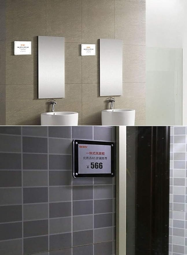 5 Pack Acrylic Label Holder Price Tag Displays Sign Holder with 3M Tape Adhesive Wall Mount Sign Stand (Black 150*100mm/5.9*3.94 inches)