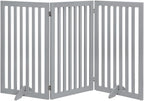 unipaws 36" H Free Standing Pet Gate for Dog Cat, Tall Wooden Dog Gates for Doorway, Stairs, Foldable Pet Fence for The House, Expandable Barrier, Indoor Use, Grey