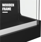 4ft Retail Checkout Counter with Front Glass Display Showcase – Black Ledge Top Store Counter with Tempered Glass, Locking Drawers & Storage Shelves – Boutique Display Cabinet
