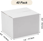 Calenzana 7x6x5 Shipping Boxes Set of 40, White Corrugated Cardboard Box for Mailing Packing Gifts Small Business