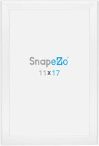 SnapeZo Photo Frame 11x17, White, 1.25 Inch Aluminum Profile, Front-Loading Snap Frame, Wall Mounting, Professional Series