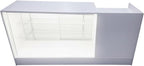 Only Hangers Register Stand with Counter Space and Retail Glass Showcase Display - with LED Lights - 72" (White)