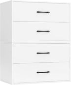 GOFLAME Stackable 2-Drawer Dresser Set of 2, Wood Horizontal Storage Organizer with Metal Handle & Smooth Sliders, Lateral File Cabinet with Anti-tilt Kit for Bedroom Office, White