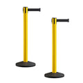 Crowd Control Warehouse CCW Series RBB-150 - Set of 2 Stanchion Retractable Belt Barriers - 16 Foot, Black Belt with Yellow Post - Easy Assembly
