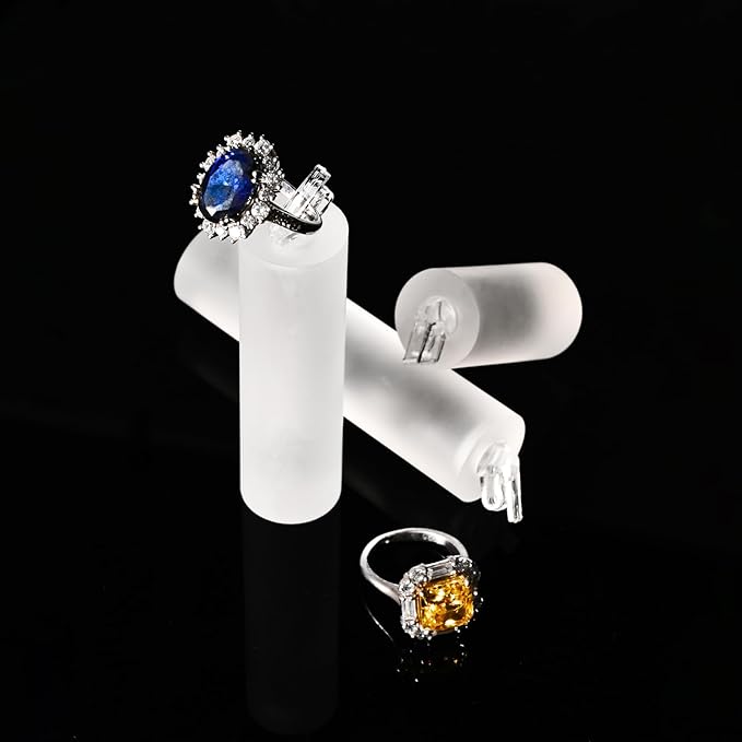 Oirlv Acrylic Jewelry Display Stand Ring Showcase Display Holder 7 PCS Rings Stand (White Frosted)