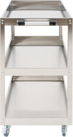 3 Tier Stainless Steel Utility Cart with Wheels and Handle, Commercial Heavy Duty Metal Food Cart Service Cart for Kitchen, Restaurant, Laboratory, 31.5 * 18.9 * 35.4in