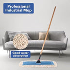 Matthew Cleaning 24'' Industrial Strength Cotton Dust Mop Refill Washable Replacement Heads for Residential & Commercial Use Fit Standard Dust Mop Frames, Hardwood,Concrete Floors Blue&White 3 Pack
