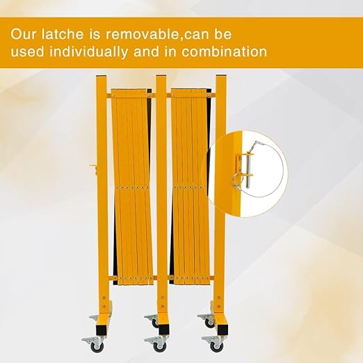 GYMTIME Metal Expandable Barricade, Safety Barrier with Casters, Retractable Traffic Fence, Mobile Temporary Folding Security Gate for Outdoor, Shopping Mall, 23 Feet, Yellow and Black