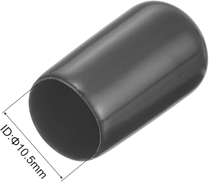 uxcell 10pcs Rubber End Caps 10.5mm ID Vinyl Round End Cap Cover Screw Thread Protector Dark Grey