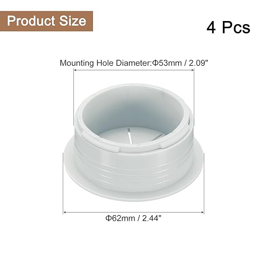 uxcell 4 Pcs Desk Grommet, 2.09 inch 53mm Desk Cable Hole Cover Wire Hole Insert for Home Office Table Cabinet Cord Organizer, Gray