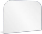 Modern Large Wall Mirror, Modern Mantel Minimalist Home Decor, Brushed Silver Metal Framed Arched Mirror for Living Room, Bedroom, Fireplace, Mantle, Entryway, Bathroom, 36" x 30", Silver