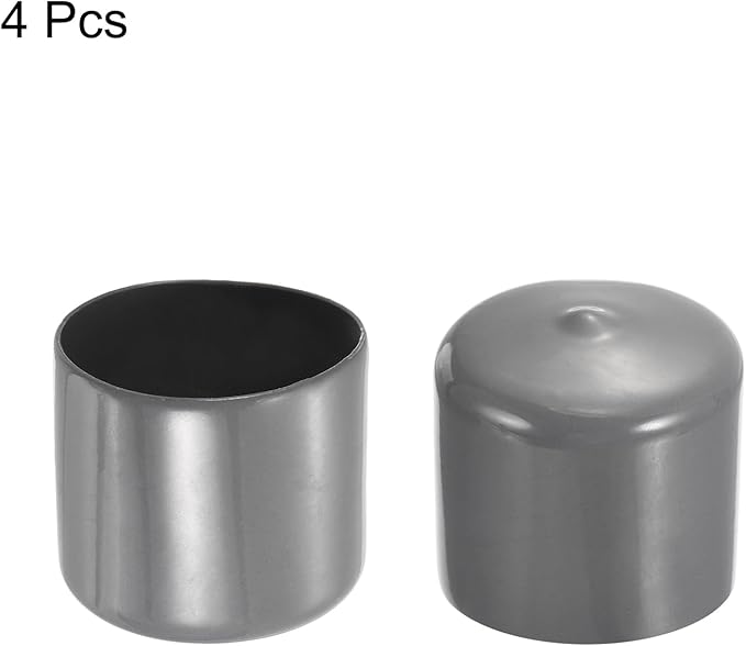 uxcell 4pcs Rubber End Caps 46mm ID Vinyl Round End Cap Cover Screw Thread Protectors Dark Grey, 40mm Height