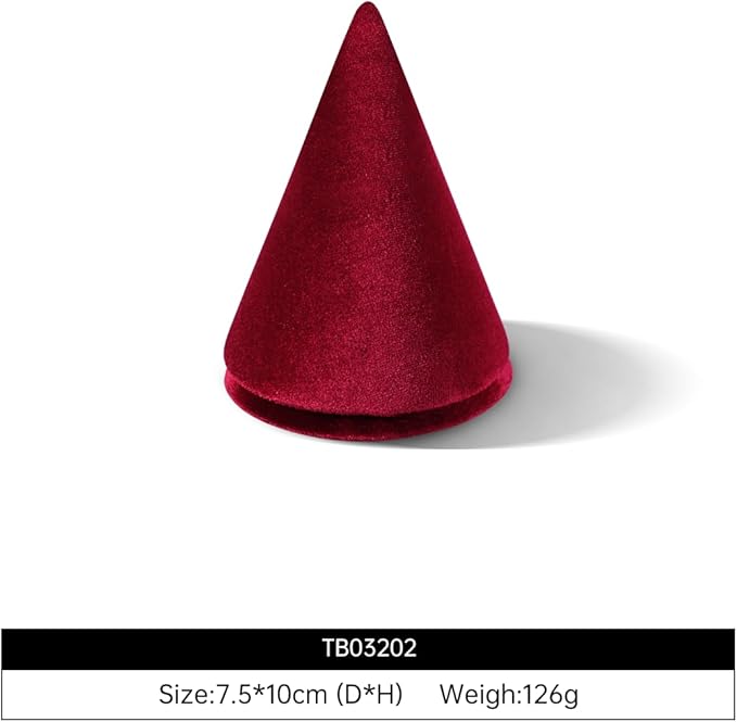 Resilient Velvet Bracelet Display Stand, Cone-Shaped Bangle Storage Holder For Jewelry Store Retail Countertop Organizer Stand (Red, Resilient Velvet)