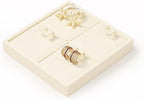 Oirlv Microfiber 4 Slots Jewelry Earring Display Tray Earring Display Organizer Tray(Beige)