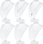 6 Pcs Necklace Display Stand Necklace Holder Jewelry Bust Display Stands for Selling Home Store Trade Shows Photography Props Retail(White,Velvet)